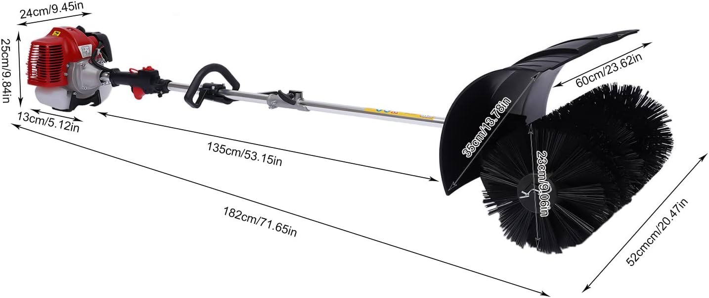 Benzin Motorbesen Kehrmaschine Schneeschieber SchneeräUmer SchneefräSe MotorbüRste Benzinbetriebene Sweeper Handkehrmaschine Kehrbesen Mit Fahrgestell Air Cooled Motor EPA Engine Power Werkzeug