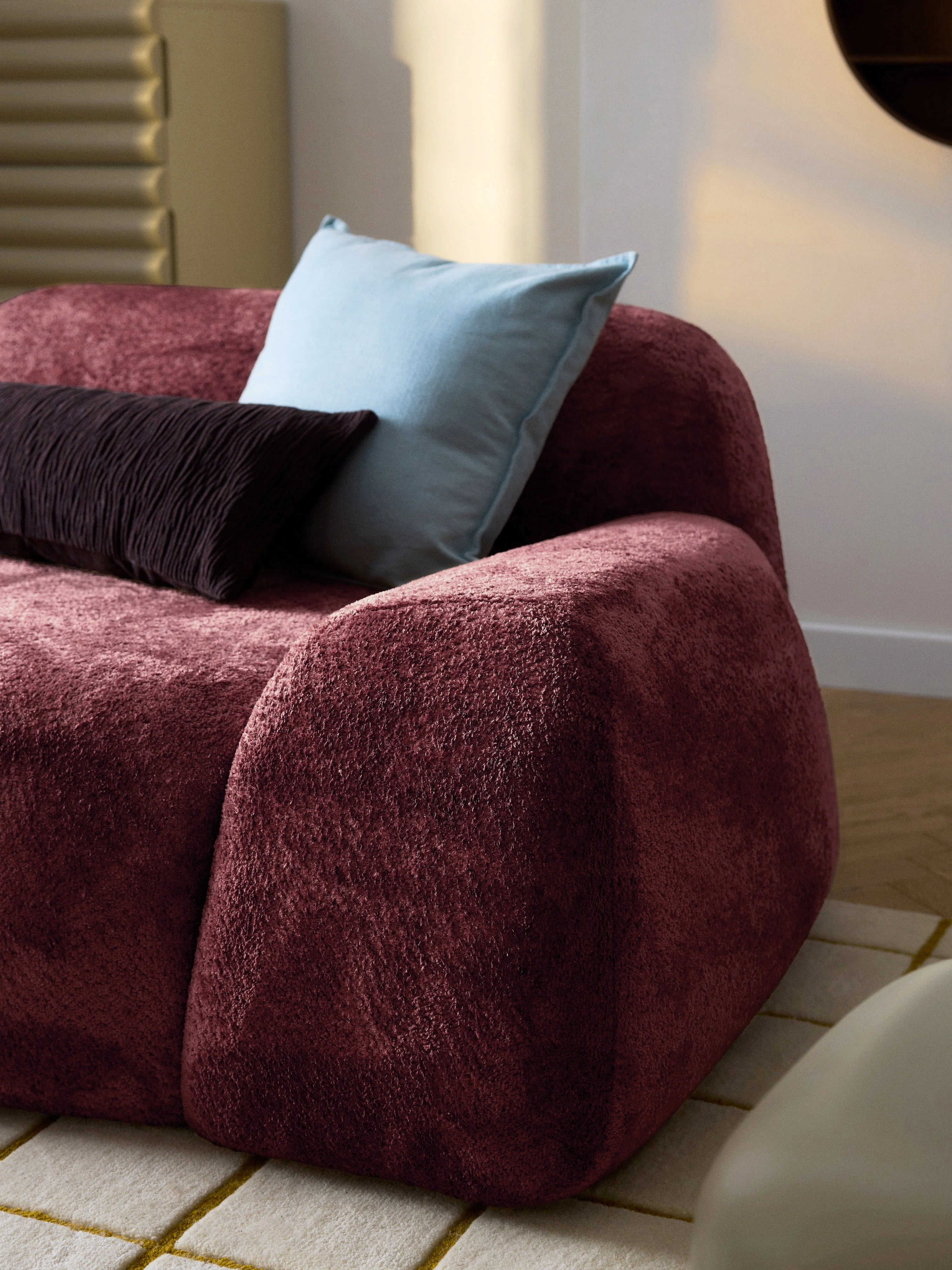 Teddy bouclé bank Wolke (2-zits) met chaise longue