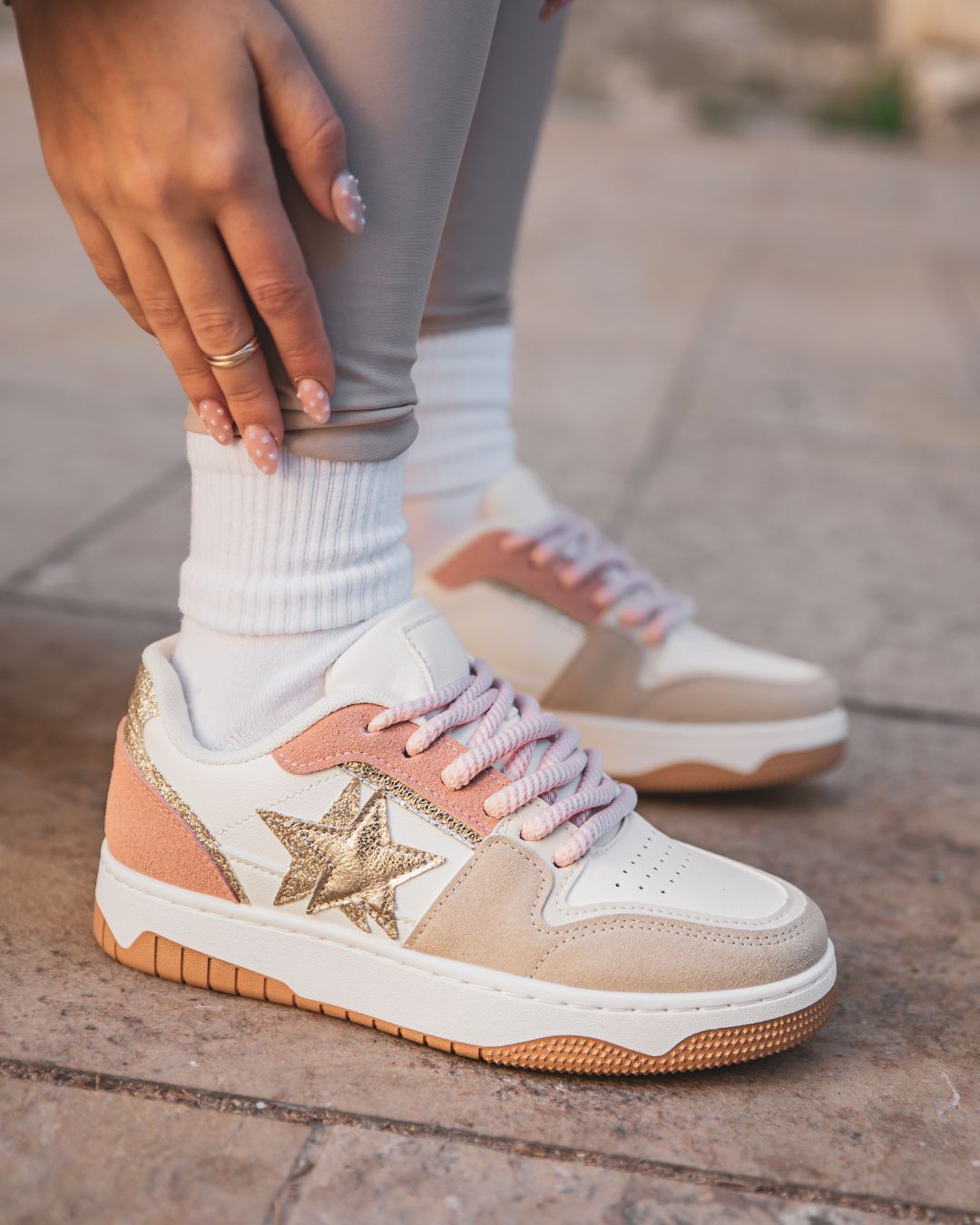Basket femme étoile rose plateforme - Coralia