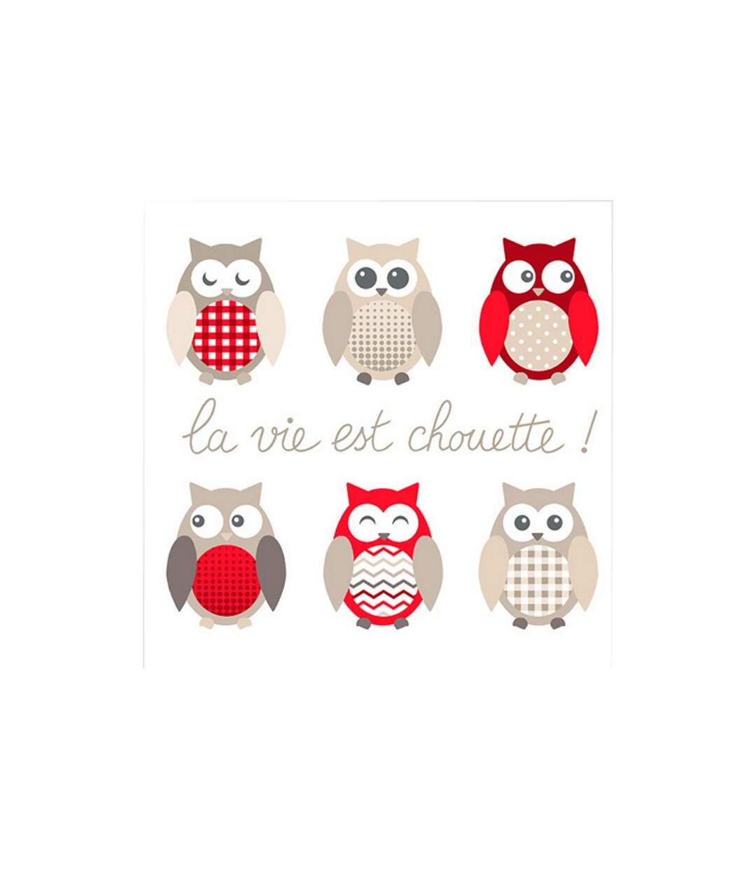 Paris Prix - Lot De 20 Serviettes En Papier hibou 33x33cm Blanc