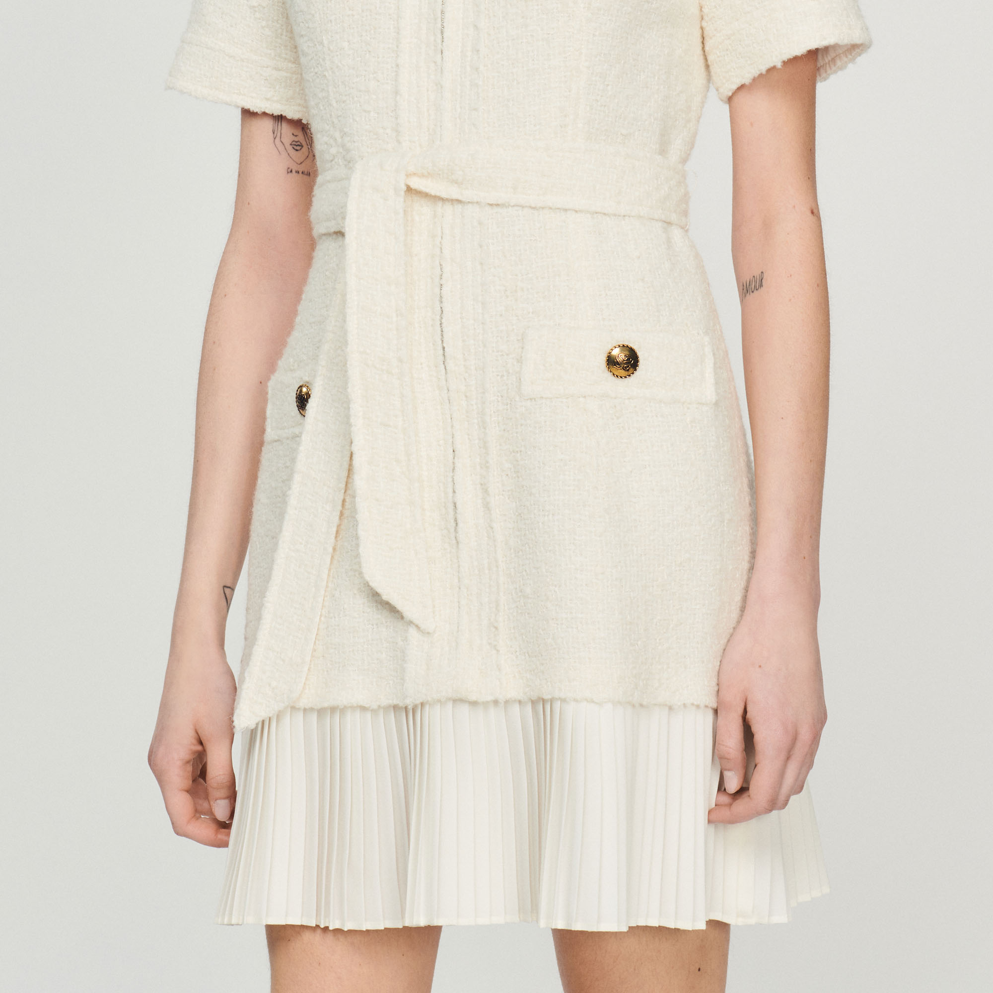 Robe manteau en lainage effet tweed