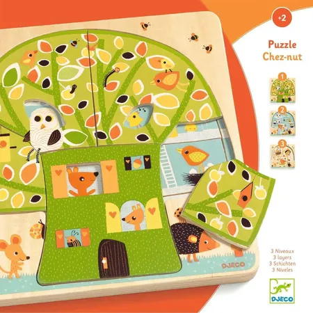 Djeco Schichtpuzzle: Chez nut, 9 Teile