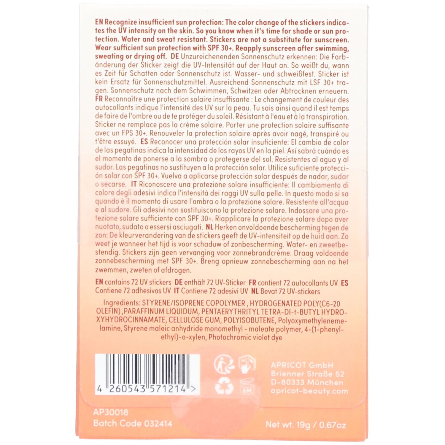 APRICOT UV Indicator Sticker 