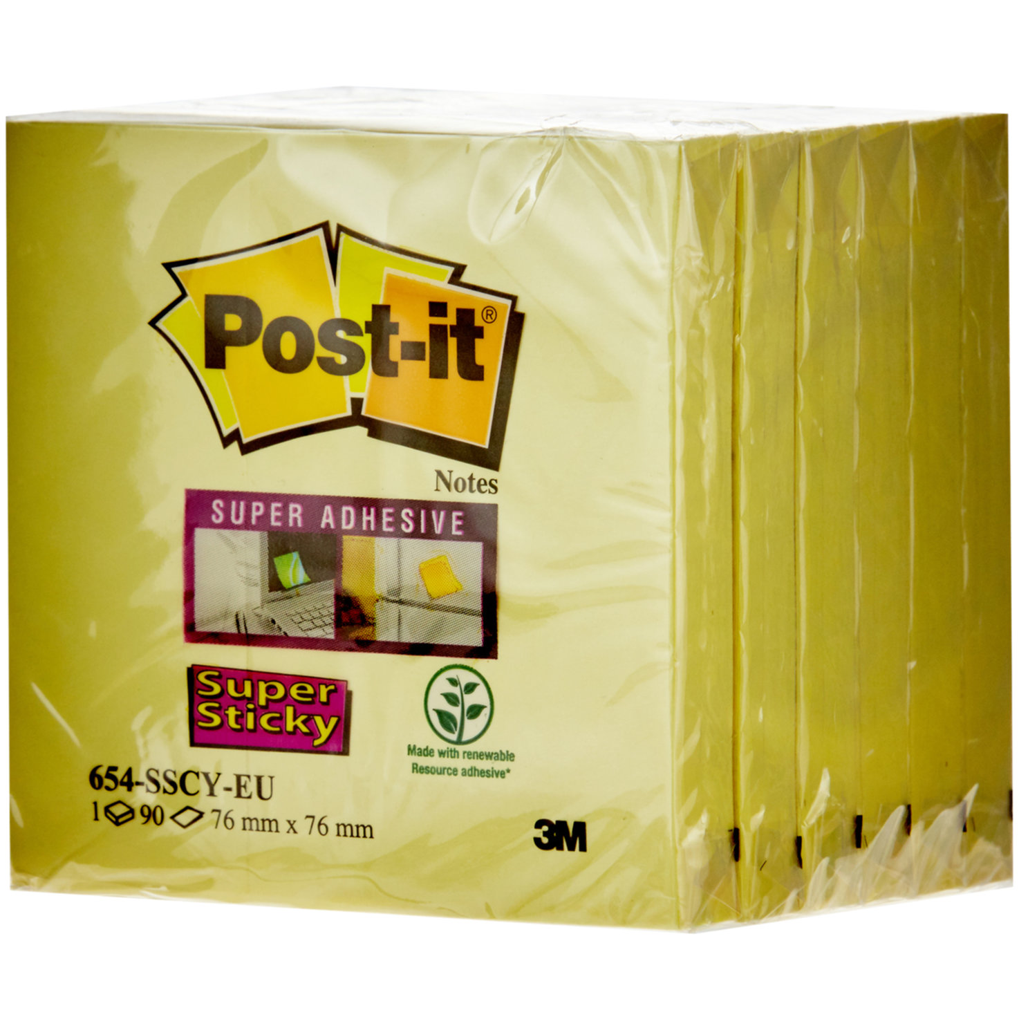 Post-it Super Sticky 76x76 mm gelb, 6 Stück
