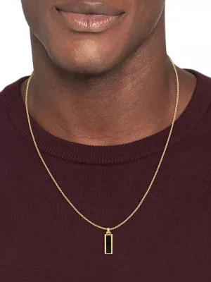 Colar com pingente de logotipo em ônix banhado a ouro