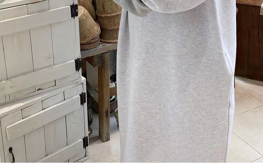 Coris - Lange mouwen ronde hals effen maxi sweatshirtjurk