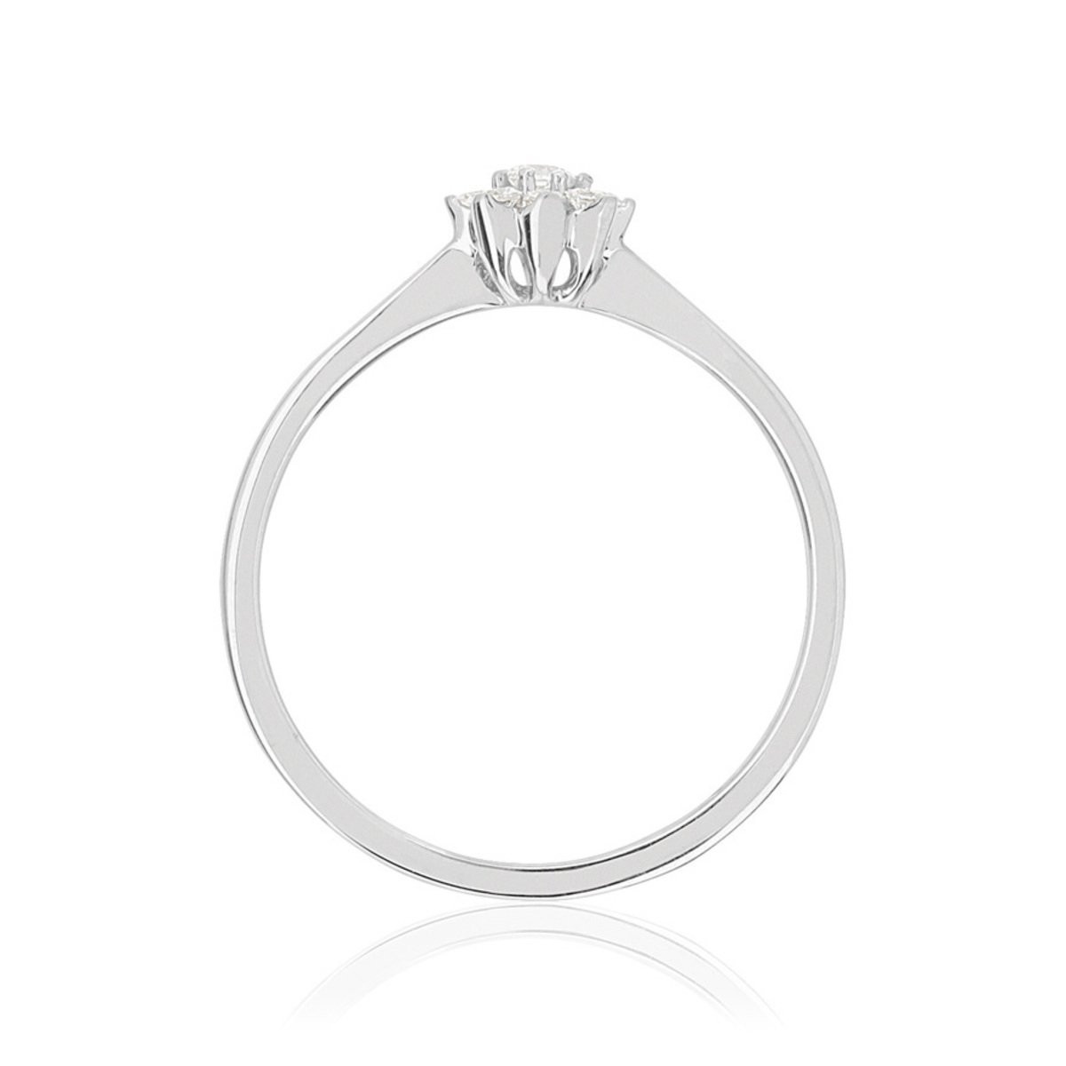 Bague or 750 blanc fleur diamants synthétiques 0,15 carat