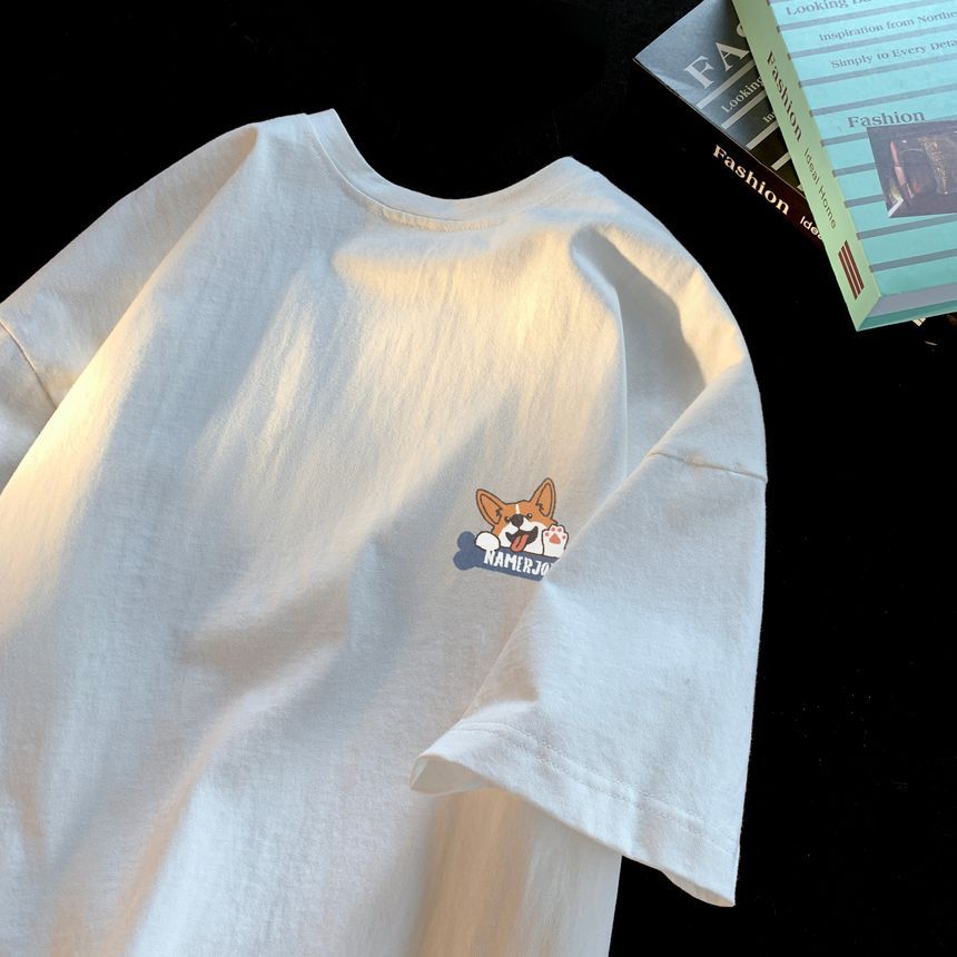 Breeson - T-shirt met hondenprint en elleboogmouwen