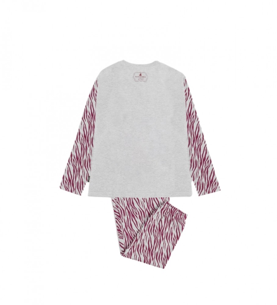 Pijama Santoro de manga comprida, cor Ruby Wild cinza