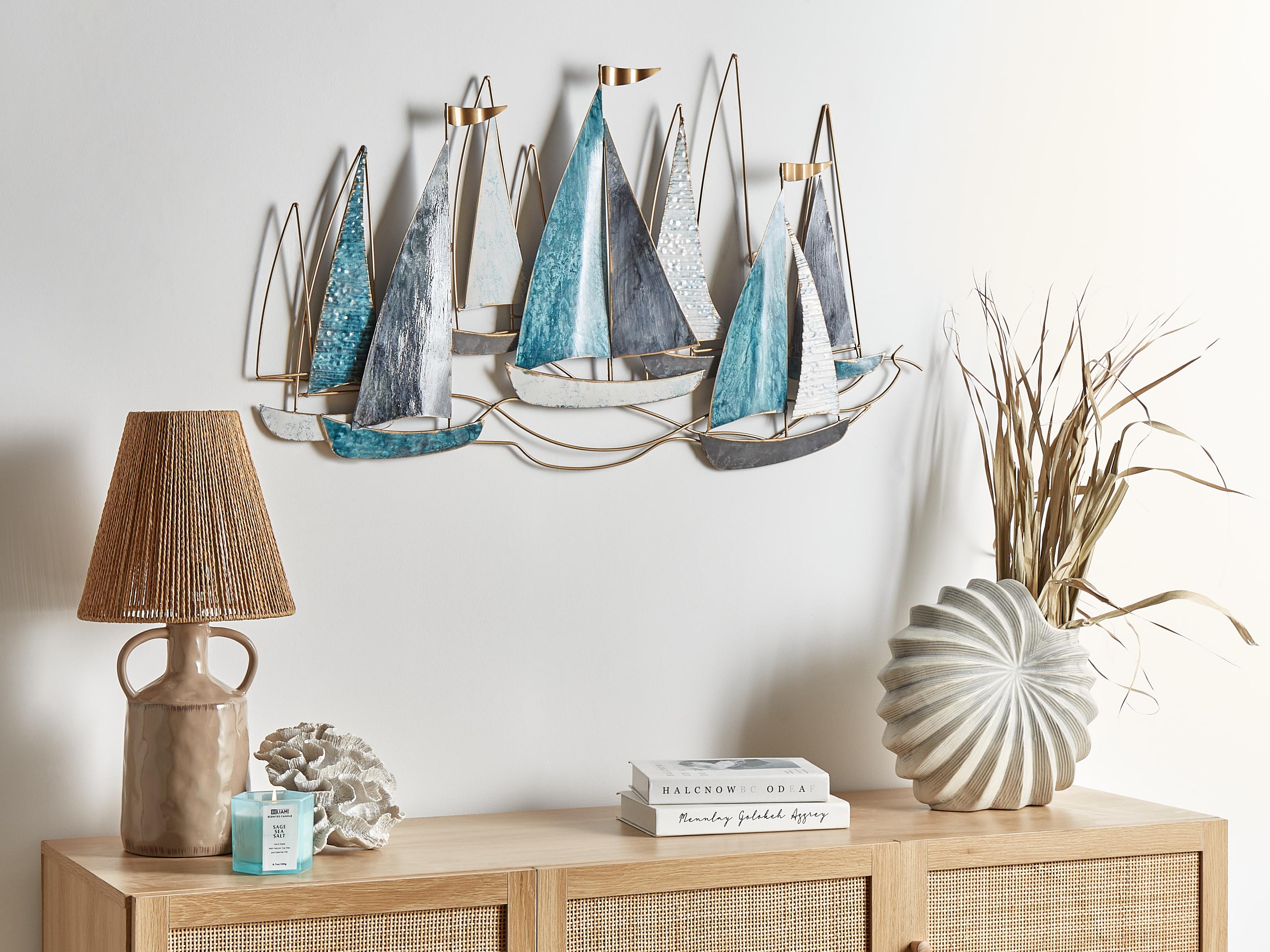 Wanddecoratie Schip BOHRIUM Metaal 50 cm Blauw