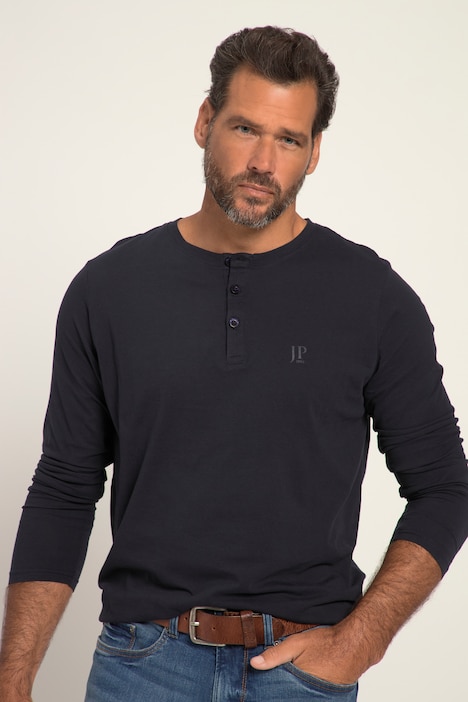 JP 1880 Henley, Basic, Shirt, Langarm, Knopfleiste, bis 8XL
