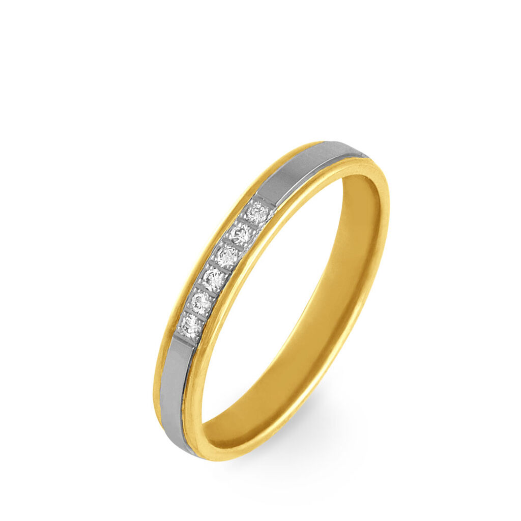 Alliance Serti Grains Or Bicolore Diamant