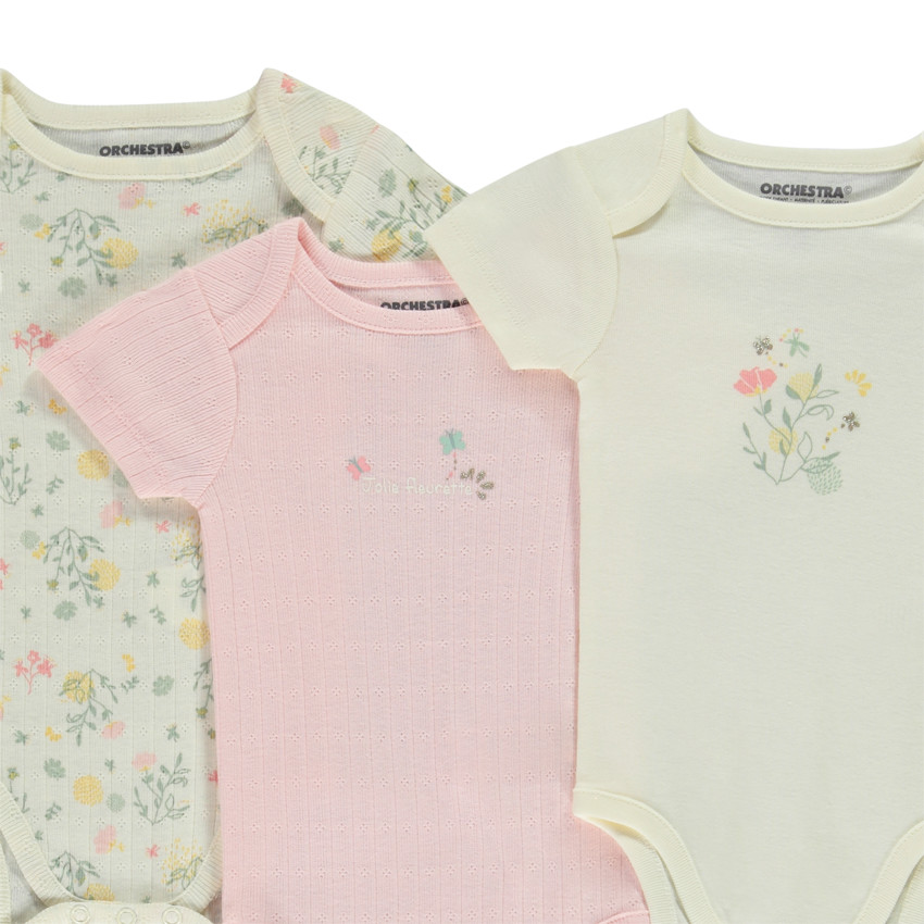 Lot de 5 bodies manches courtes motifs floraux pour bébé fille