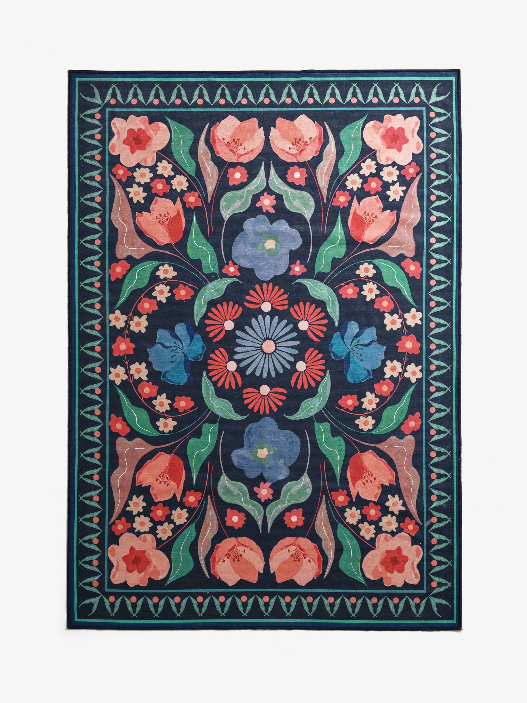 Washable Bettie vloerkleed met bloemenprint