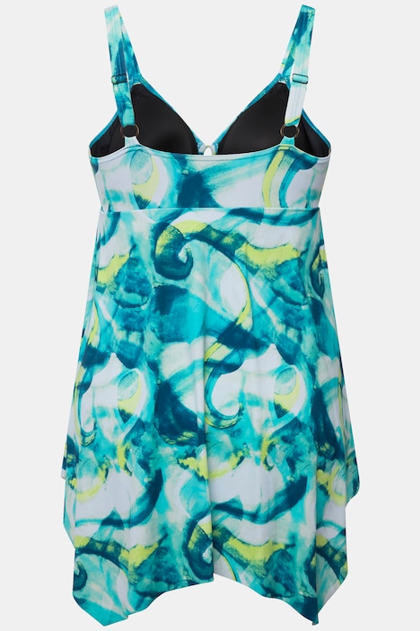 Badekleid, Wellenmuster, Softcups, Zipfelsaum