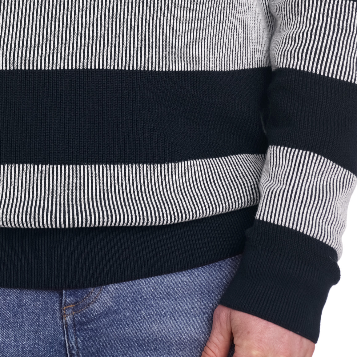 VanVaan Herren Pullover mit Blockstreifen dunkelblau / weiss