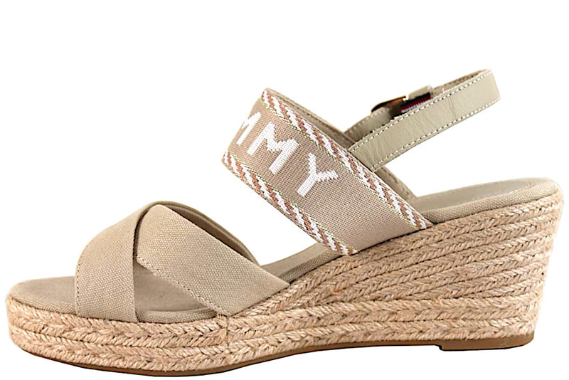 TOMMY HILFIGER SEASONAL WEBBING SANDAL I BEIGE TEKSTIL