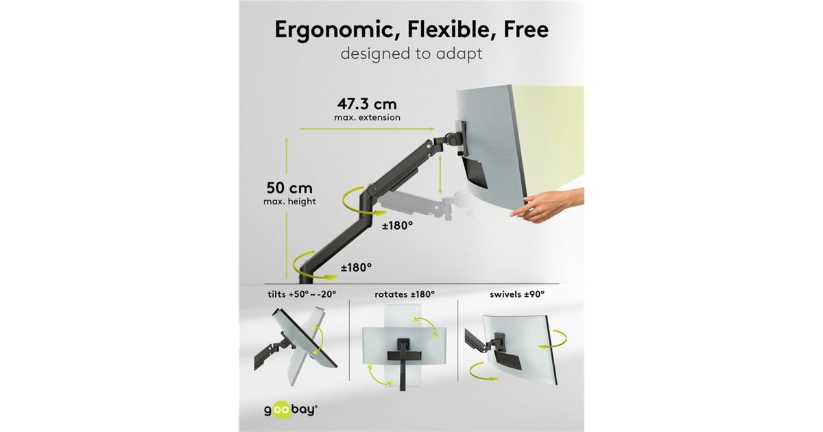 goobaySingle Monitor Mount Gaming, 17 tot 49 inch monitorarm  (Zwart)