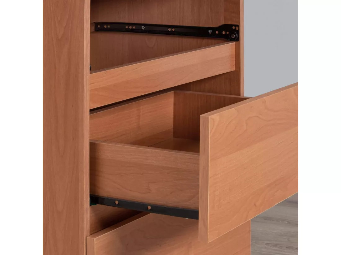 Bureau AKORD d'angle droit B16 Aulne 124 cm 3 tiroirs façade Aulne 2 étagères 124x85x77 cm