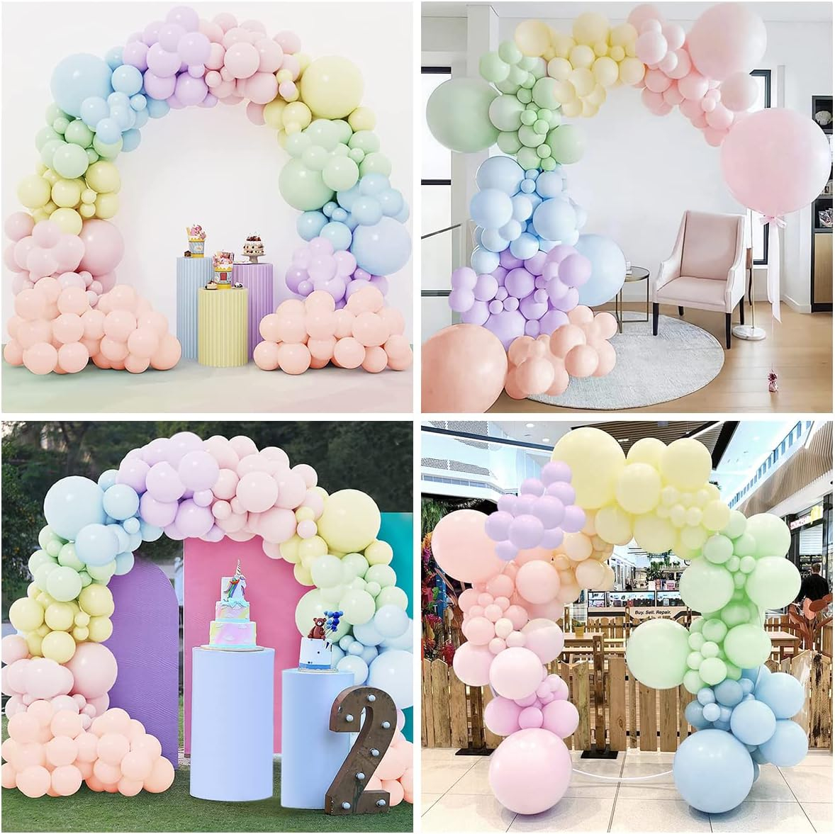 (235-tlg. Set) Party Deko Ballons Pastell Latex Luftballons - Bunt