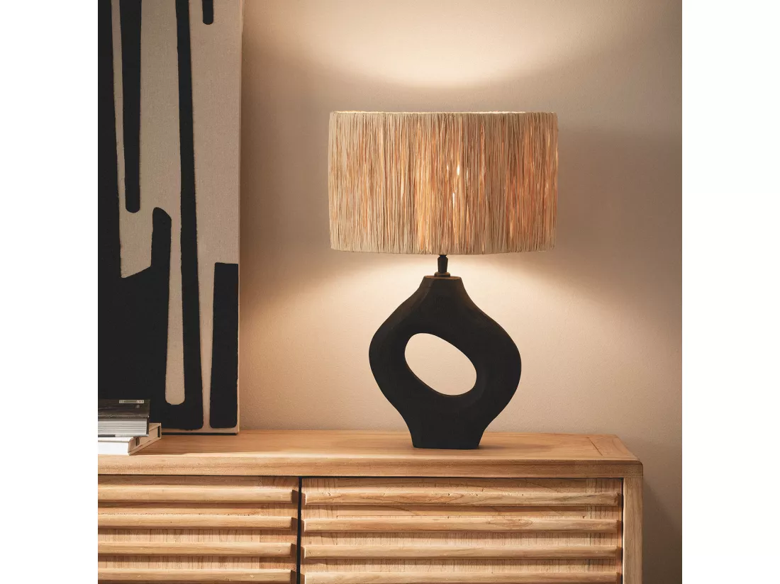 Lampe à Poser en bois Dhara ILUZZIA Naturel