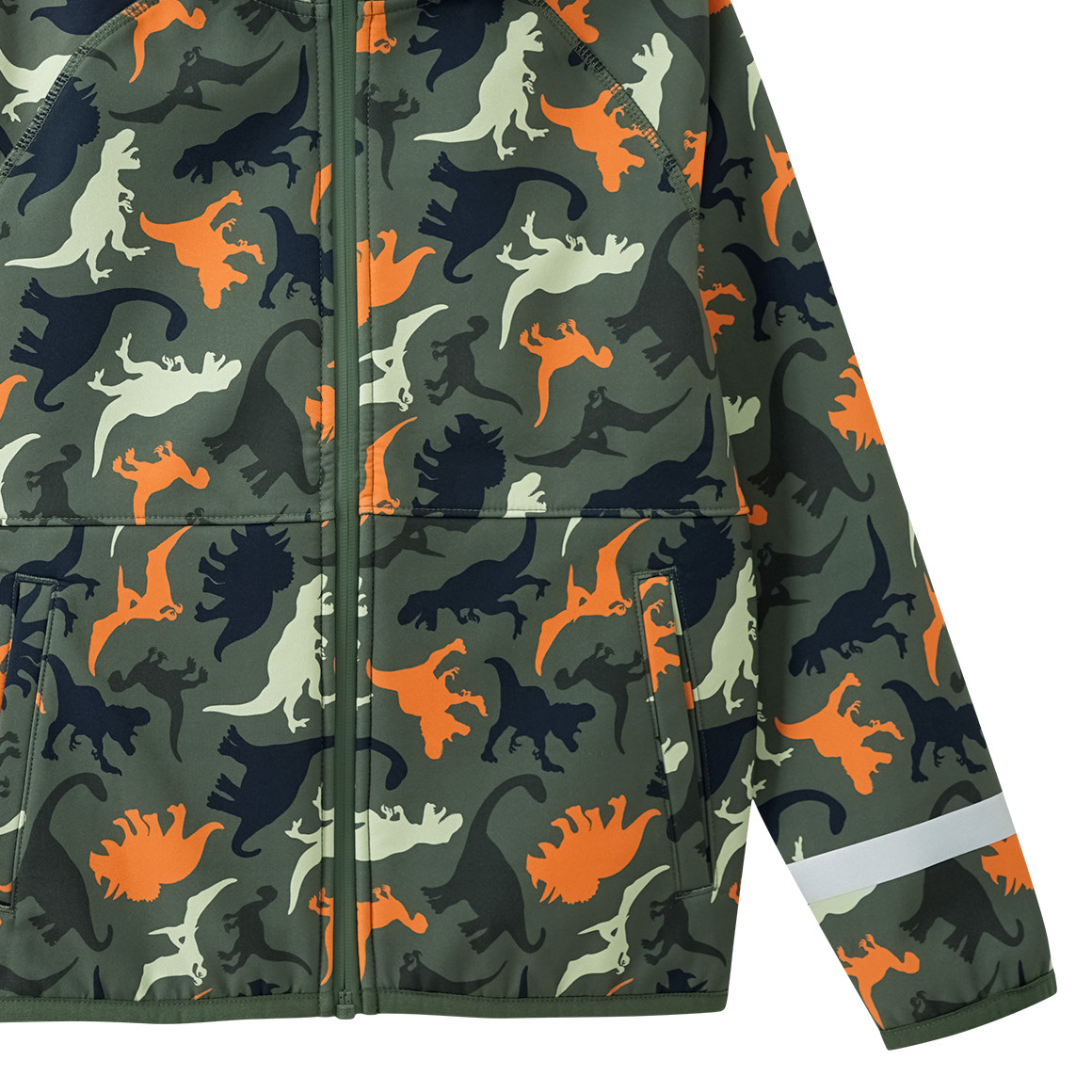 Yigga Jungen Softshelljacke mit Dino-Print dunkelgrün / orange