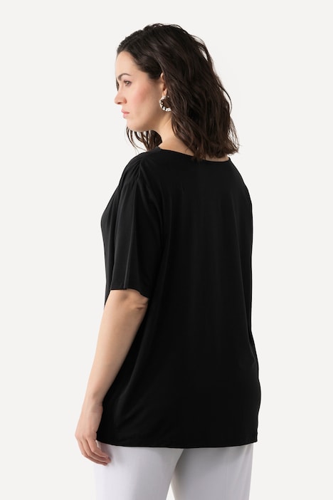 T-Shirt, Lyocell, Wasserfall-Ausschnitt, Halbarm