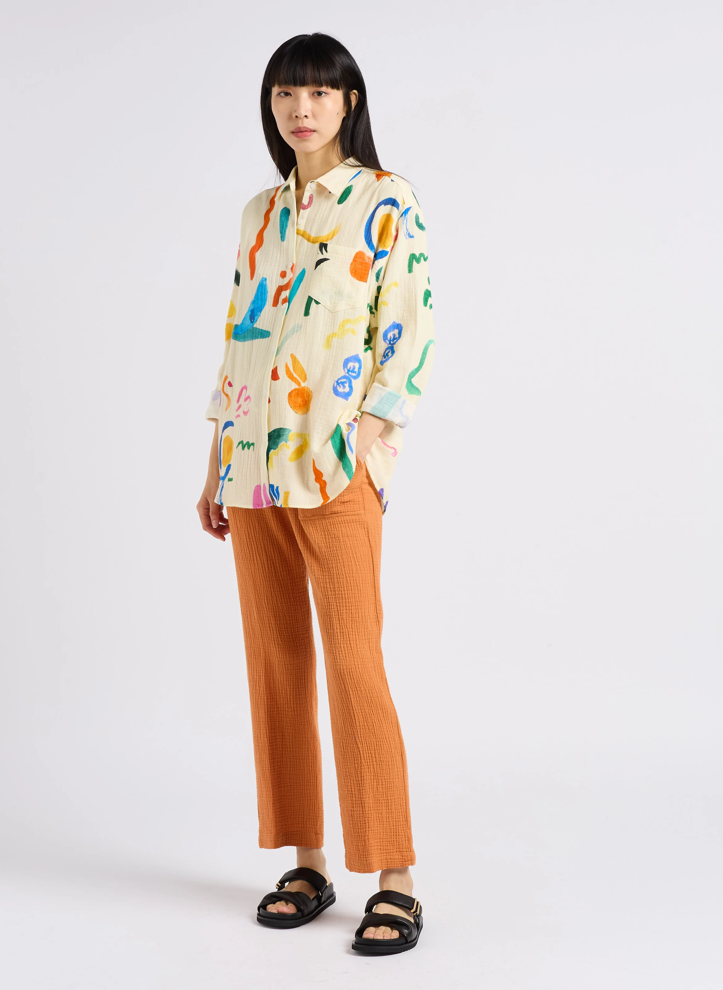 PRELUDE EN DO - Chemise col classique imprimée en coton | Multicolore