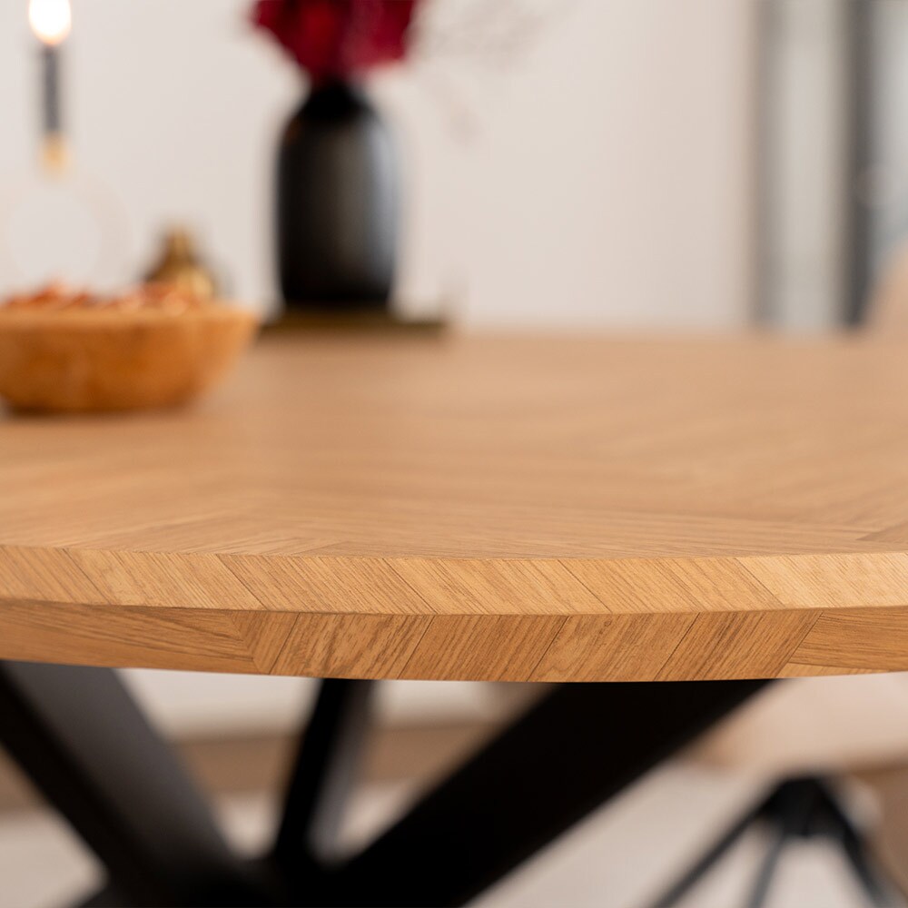 HOME DELUXE Esstisch Oval AVENTIS inkl. Sternfuß - 200 x 120 cm - versch. Farben - Fishbone Oak