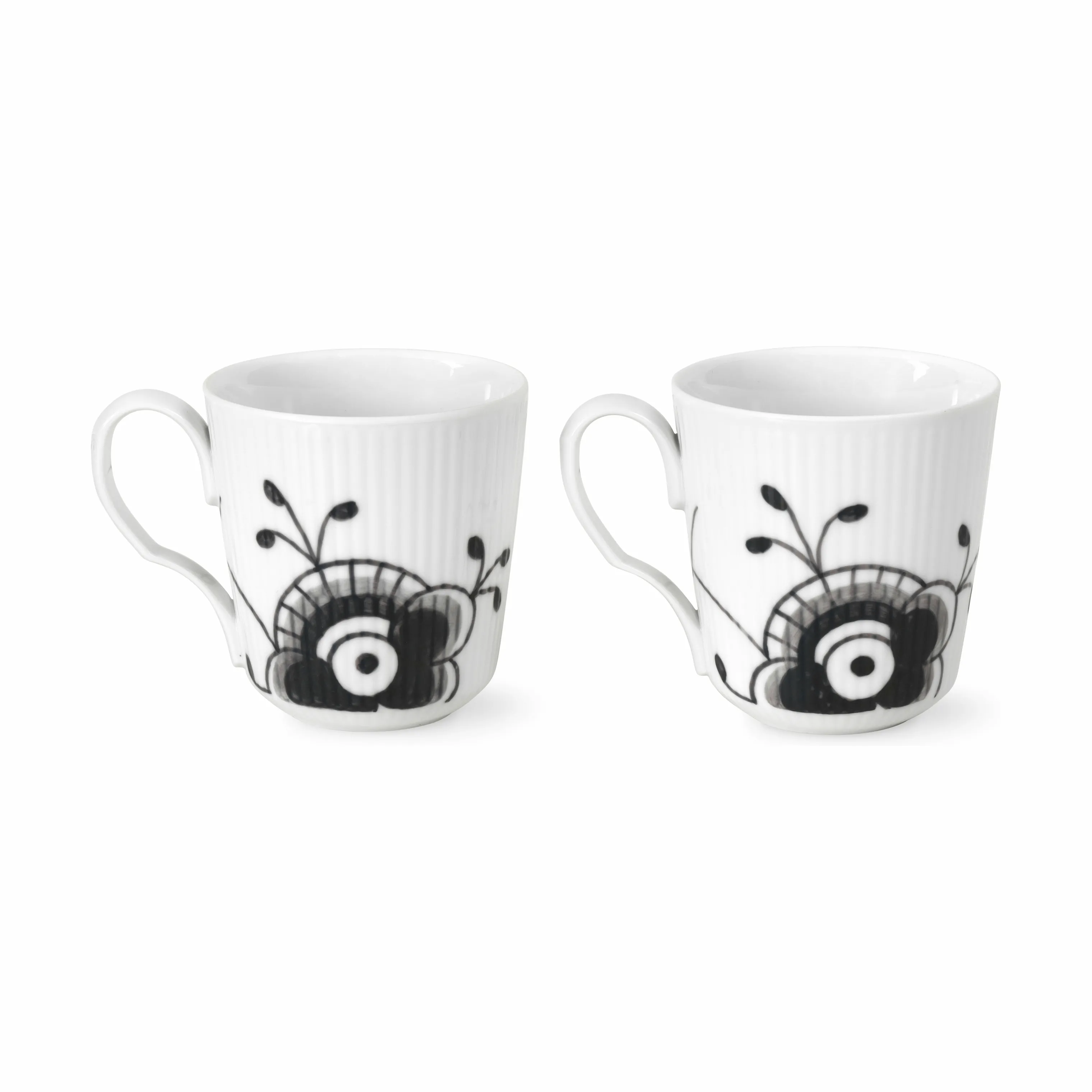 Royal Copenhagen Sort Mega Riflet Krus - 2 stk.