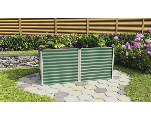 Klassieke verhoogde tuinbak Vitavia Linus 858 96,2 x 187,7 x 86 cm zeegras-aluminium
