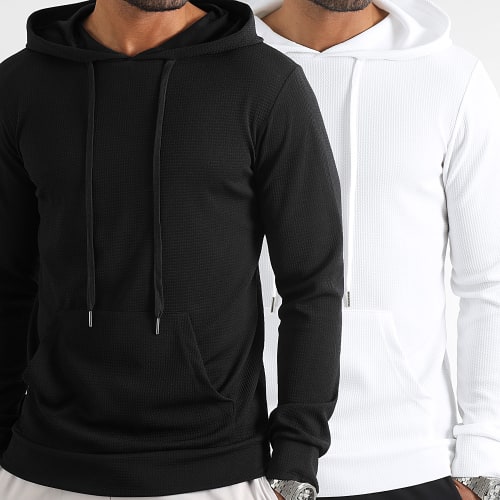 Lot De 2 Sweats Capuche 0608 0360 Noir Blanc