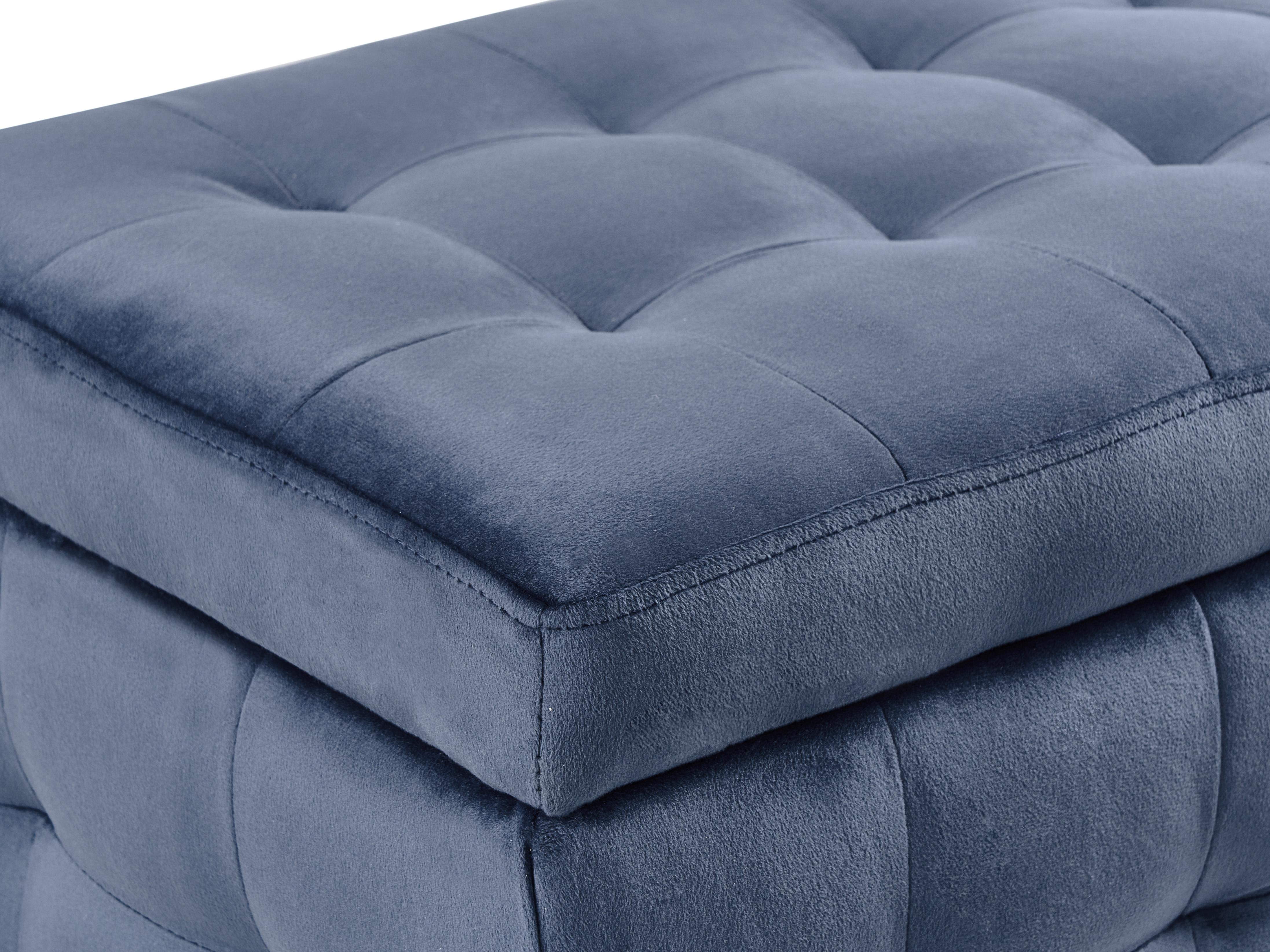 Opbergpoef MICHIGAN Fluweel Donkerblauw
