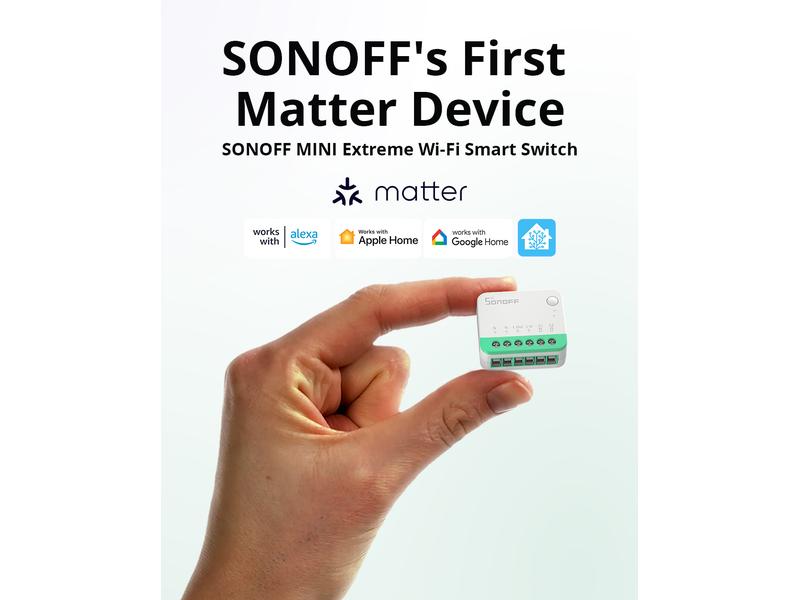 SONOFF WLAN-Lichtaktor MINIR4M, 10A 2400 W, 1-fach Smart Licht Schalter