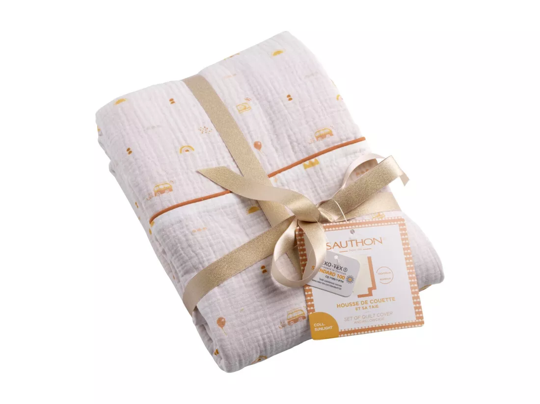 Housse de couette 100x135cm et taie d'oreiller coton blanc