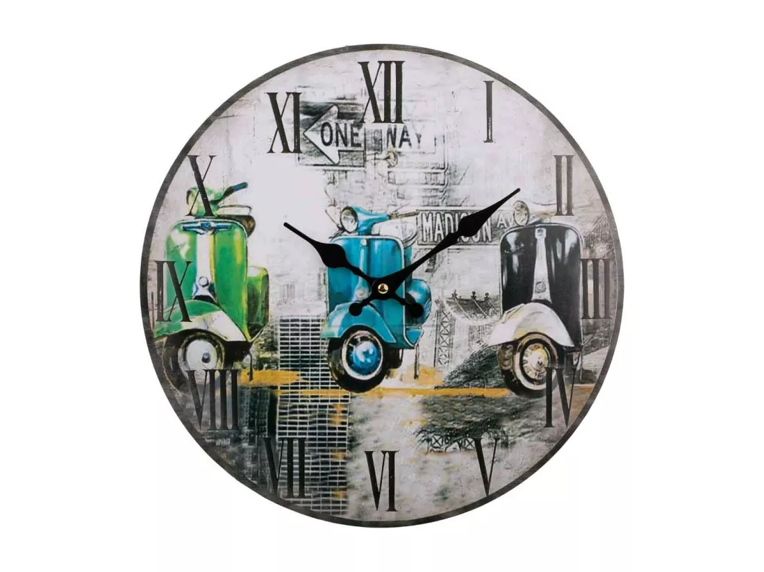 Horloge murale en bois noir d34x2h