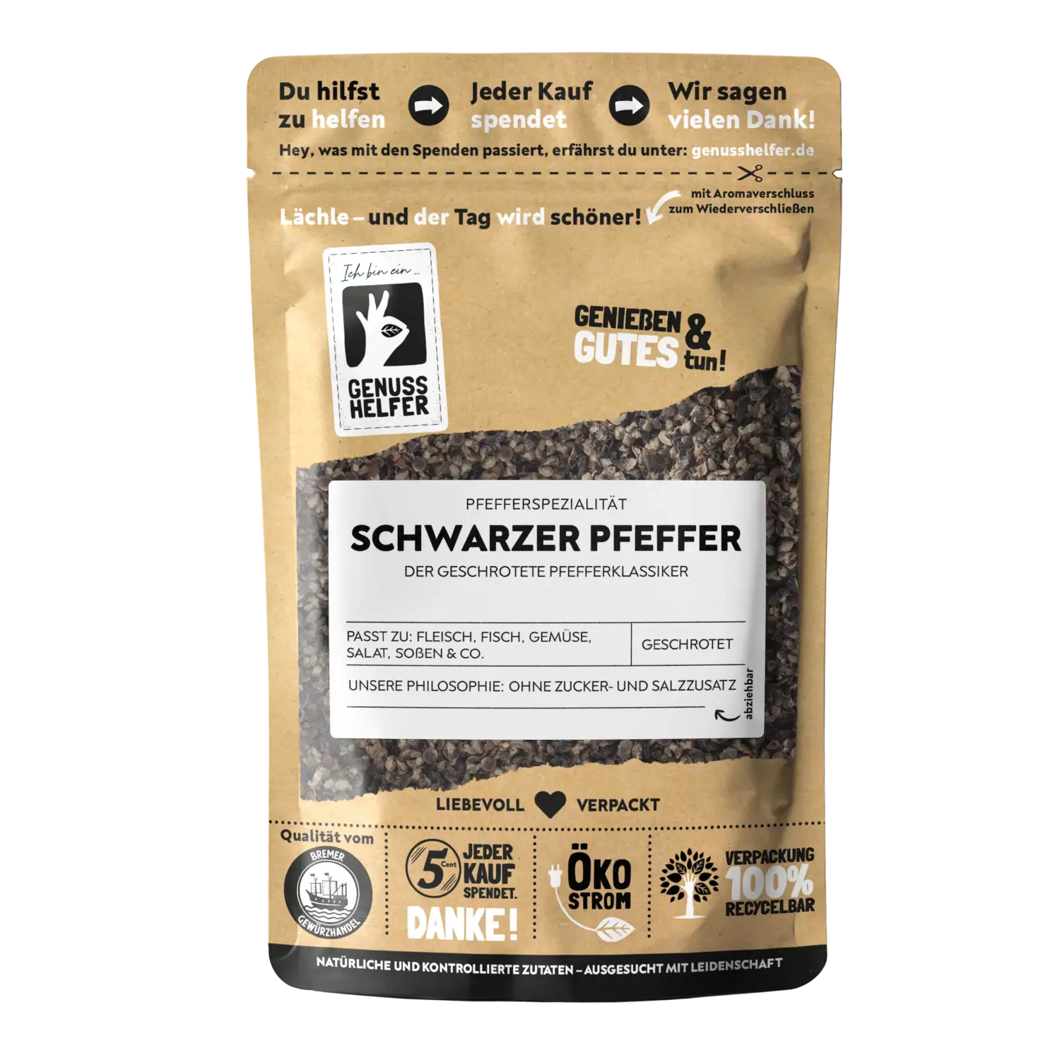 Pfeffer schwarz, geschrotet, 10er Pack