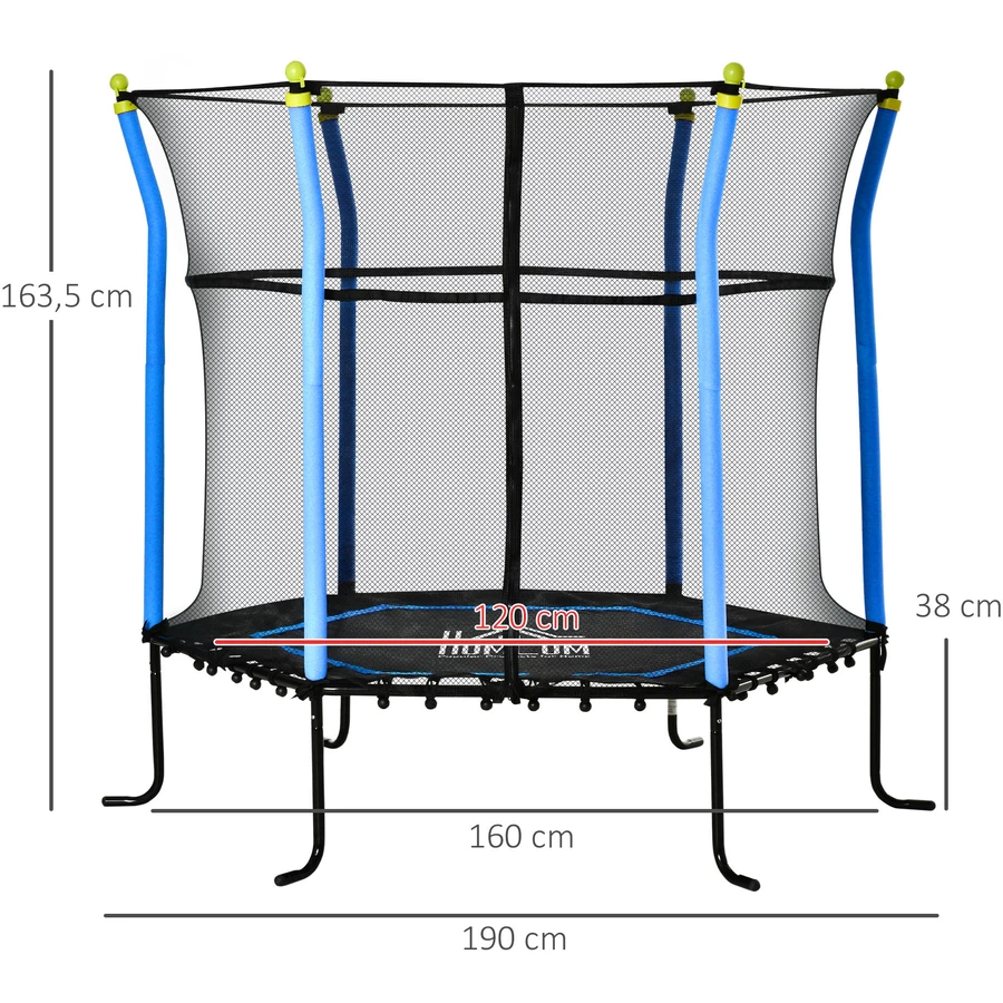 HOMCOM Trampolin mit Sicherheitsnetz blau