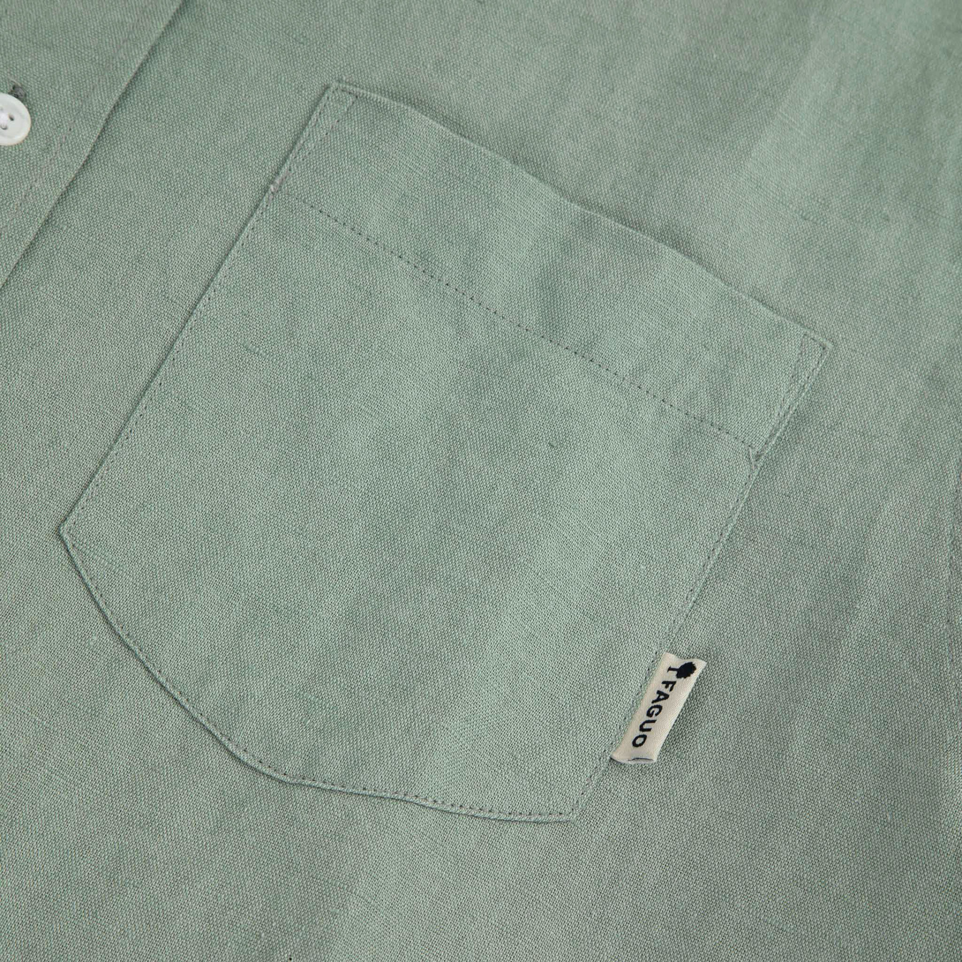 Chemise col mao vert clair Lin et coton - modèle Chiavari
