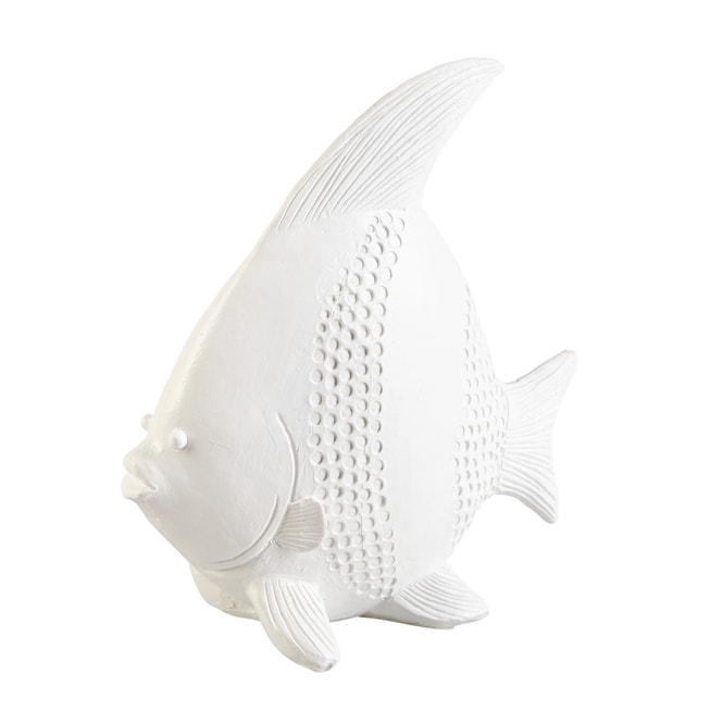 Dekofigur Fisch - weiß - aus Polyresin - ca. 16,5 x 7,5 x 17,5 cm