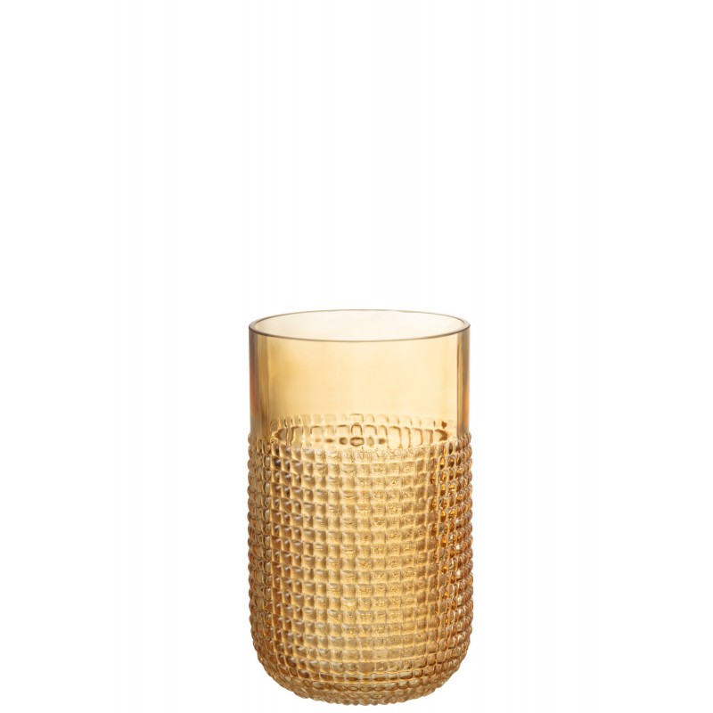 Vase en verre orange avec motif l11*l11*h22cm