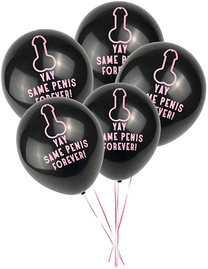 (10er Set) Bachelorette Party Ballons Funny Junggesellinnenabschied Luftballons mit Konfetti - Schwarz / Gold