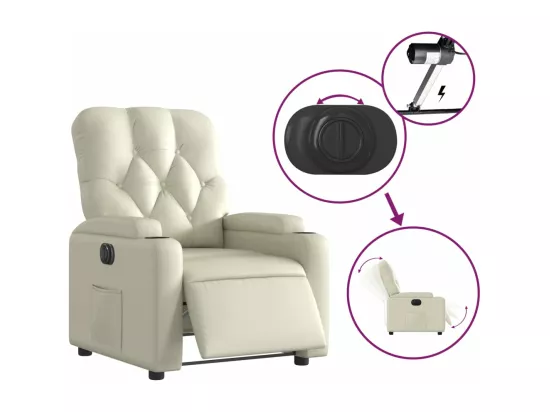 Fauteuil inclinable électrique Crème Similicuir