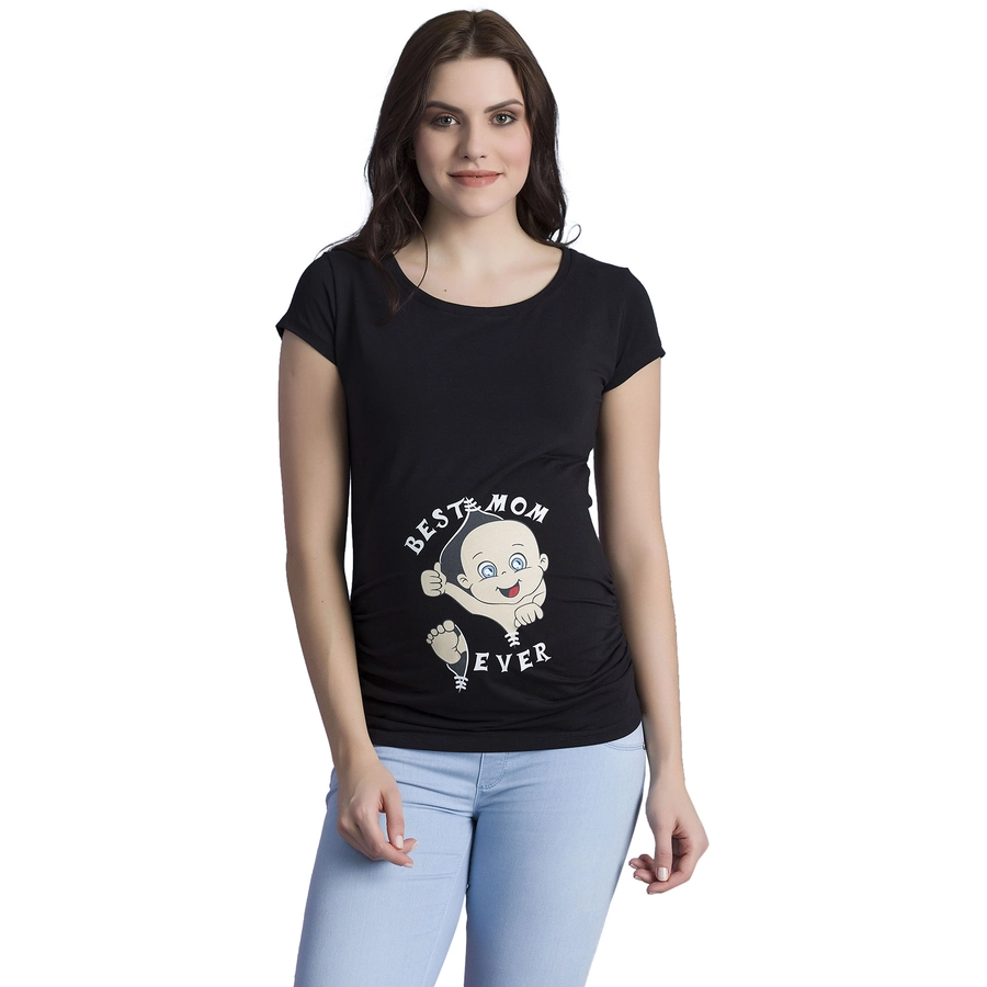 M.M.C. Umstandsshirt Best Mom Ever mit Motiv Schwarz