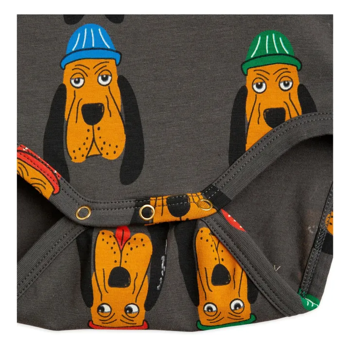 Mini Rodini Body Coton Bio Chien | Gris anthracite