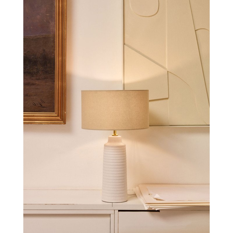 Lampe de table Mijal en céramique finition blanche