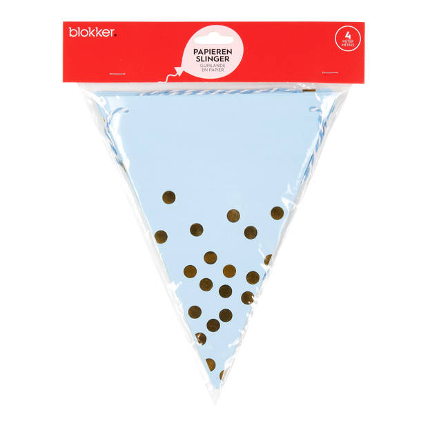 Blokker vlaggenlijn blauw confetti 4 meter