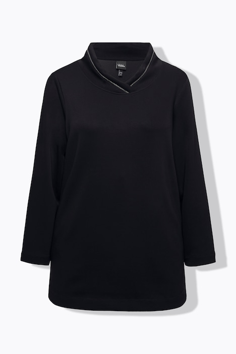 Sweatshirt, Stehkragen, Classic, Zierkette, Langarm