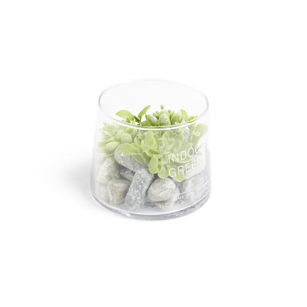 Plante artificielle grasse en pot rond 9,8xH8,2cm