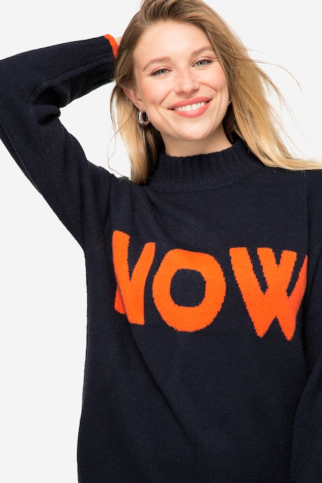 Pullover, Wording, Stehkragen, Langarm, OEKO-TEX